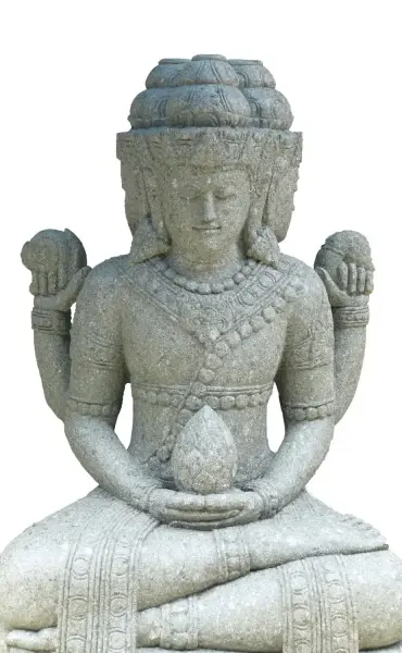 Artikelbild 4 des Artikels “Sitzender Tri Murti mit 3 Köpfen, 147cm Höhe, Natur “
